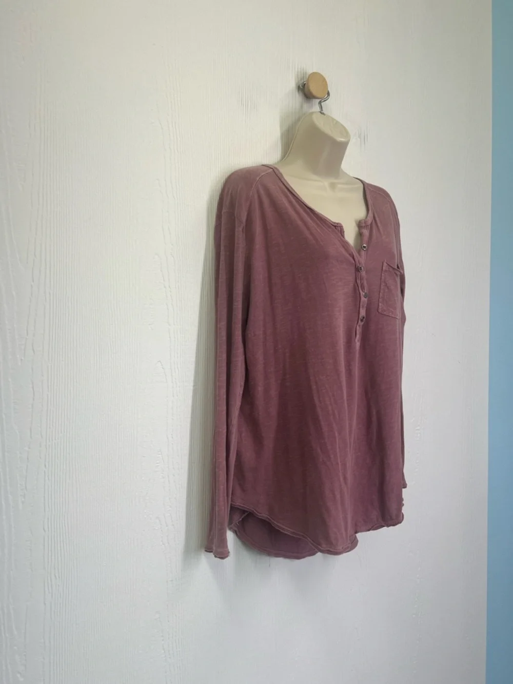 Free People - Frontier Slub Pocket Henley Long Sleeve Lightweight Top Size XS